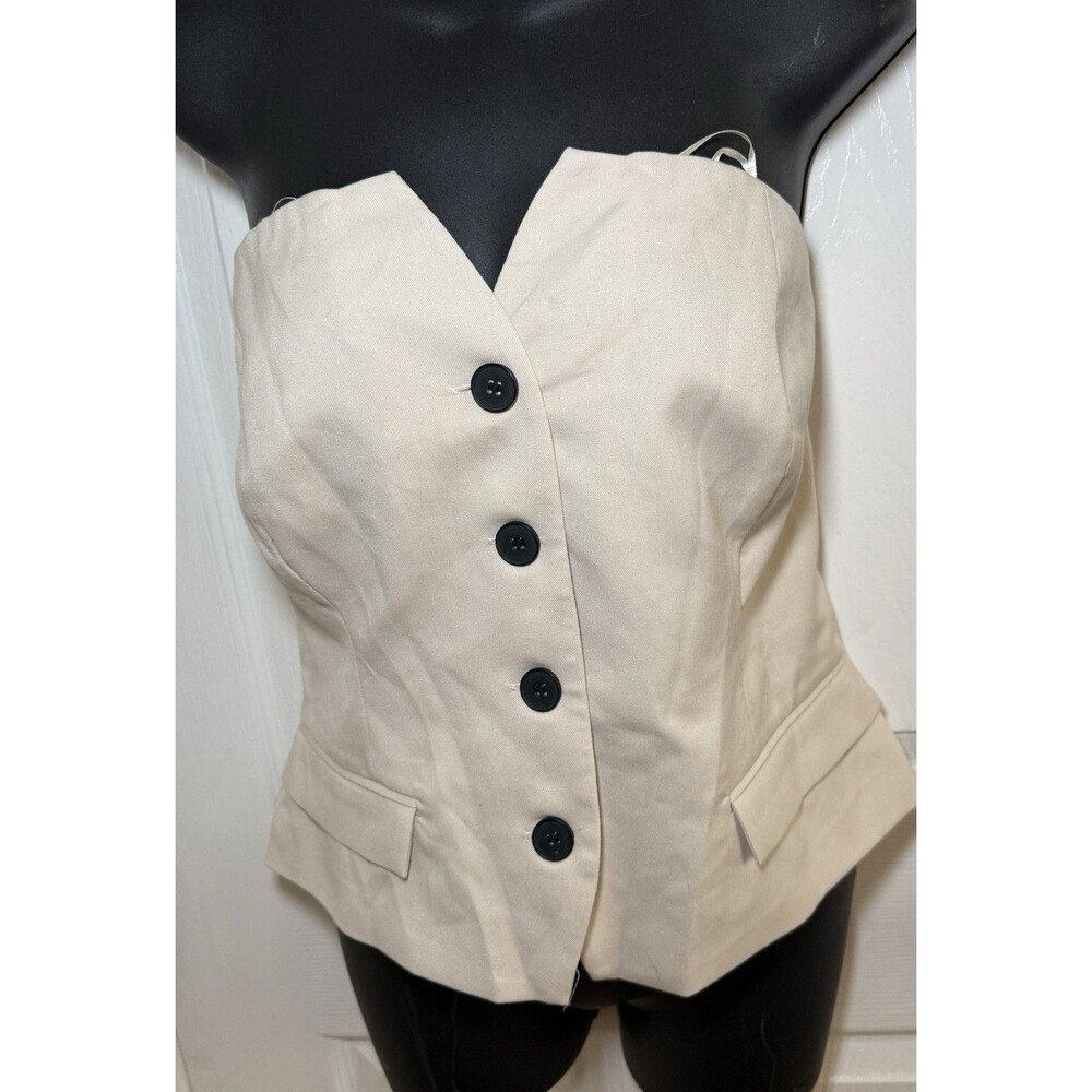 Sincerely Jules Sand  Button Up Vest  Tube Top  Strapless  XL NWT